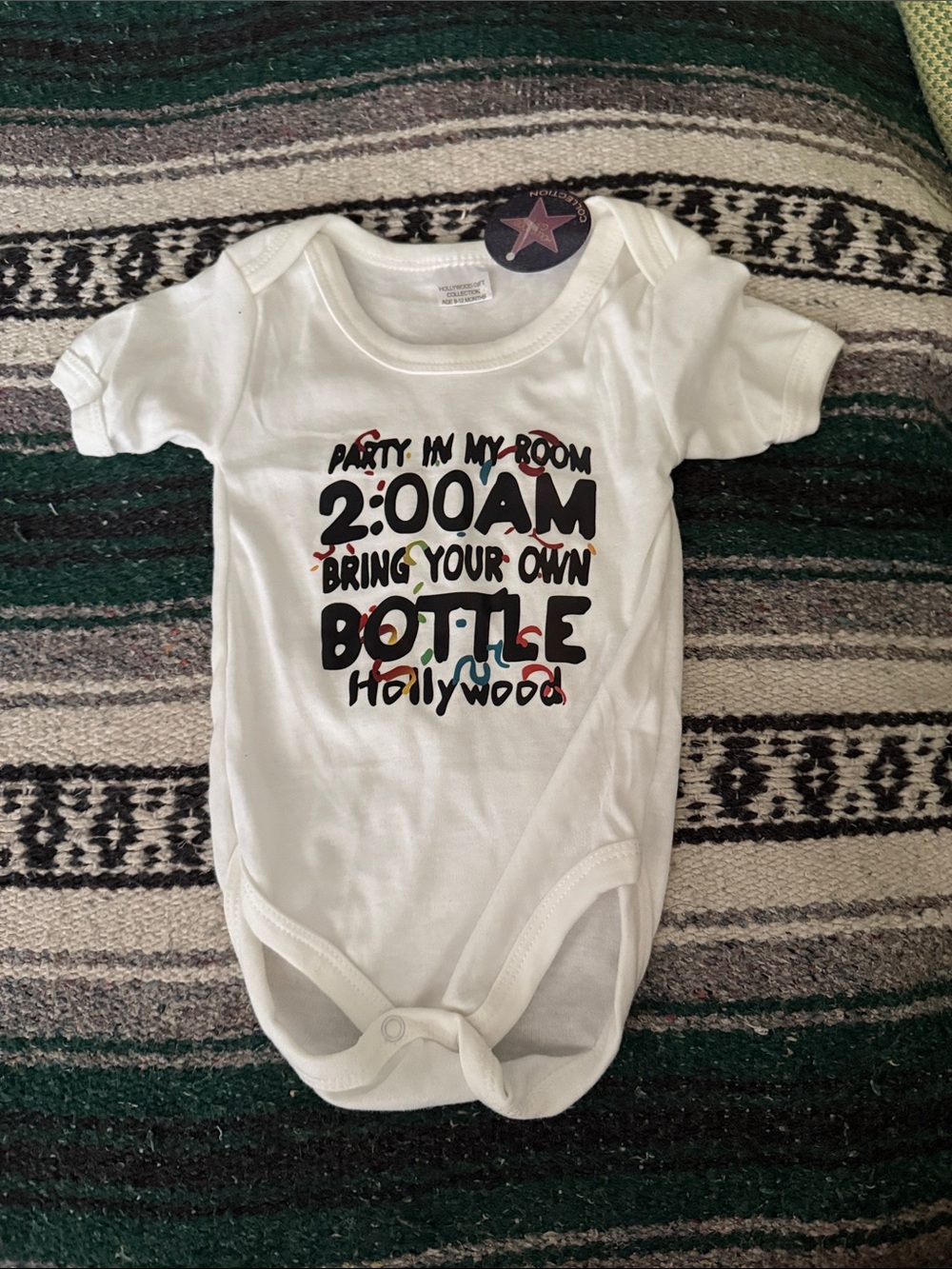 Hollywood Onesie -  White One-Piece Bodysuit with Graphic Print - 9-12mo